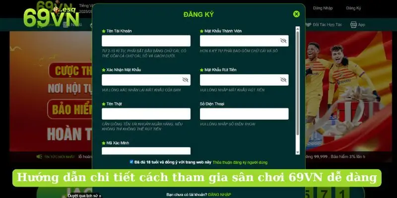 Hướng dẫn chi tiết cách tham gia sân chơi 69VN dễ dàng Hướng dẫn chi tiết cách tham gia sân chơi 69VN dễ dàng